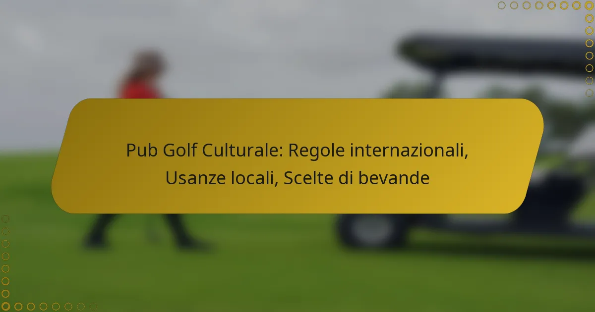 Pub Golf Culturale: Regole internazionali, Usanze locali, Scelte di bevande