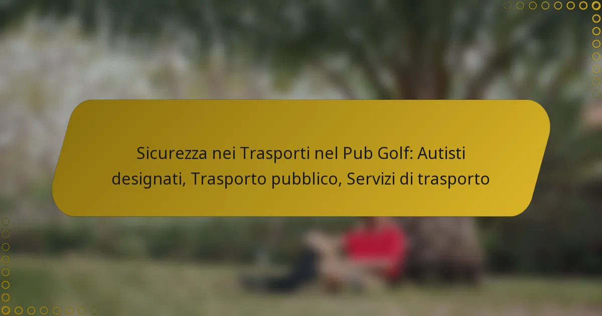 Sicurezza nei Trasporti nel Pub Golf: Autisti designati, Trasporto pubblico, Servizi di trasporto