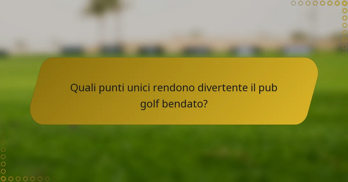 Quali punti unici rendono divertente il pub golf bendato?